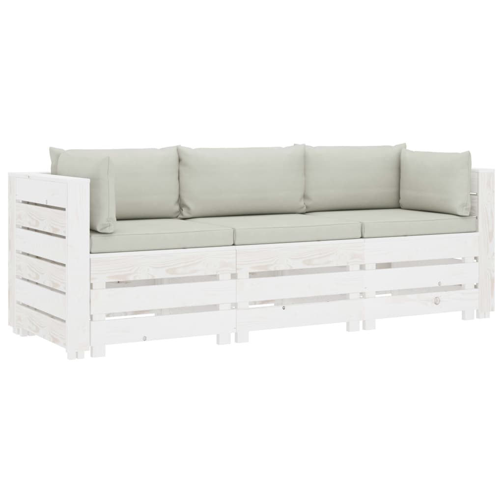 Garten-Palettensofa 3-Sitzer mit beigen Kissen Holz kaufen
