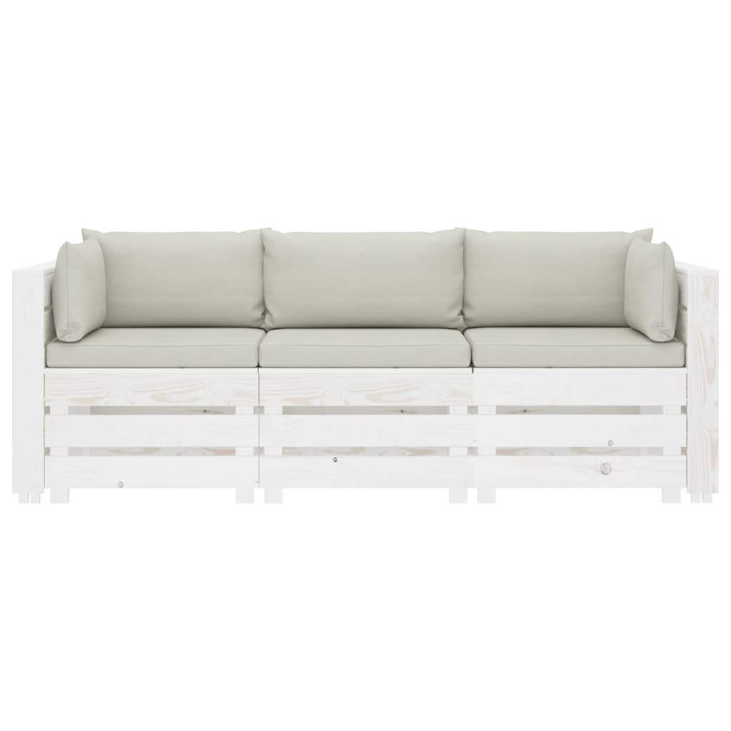 

vidaXL Tuinbank 3-zits met beige kussens pallet hout