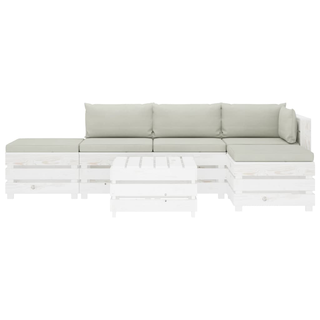 

vidaXL 6-delige Loungeset met beige kussens pallet hout