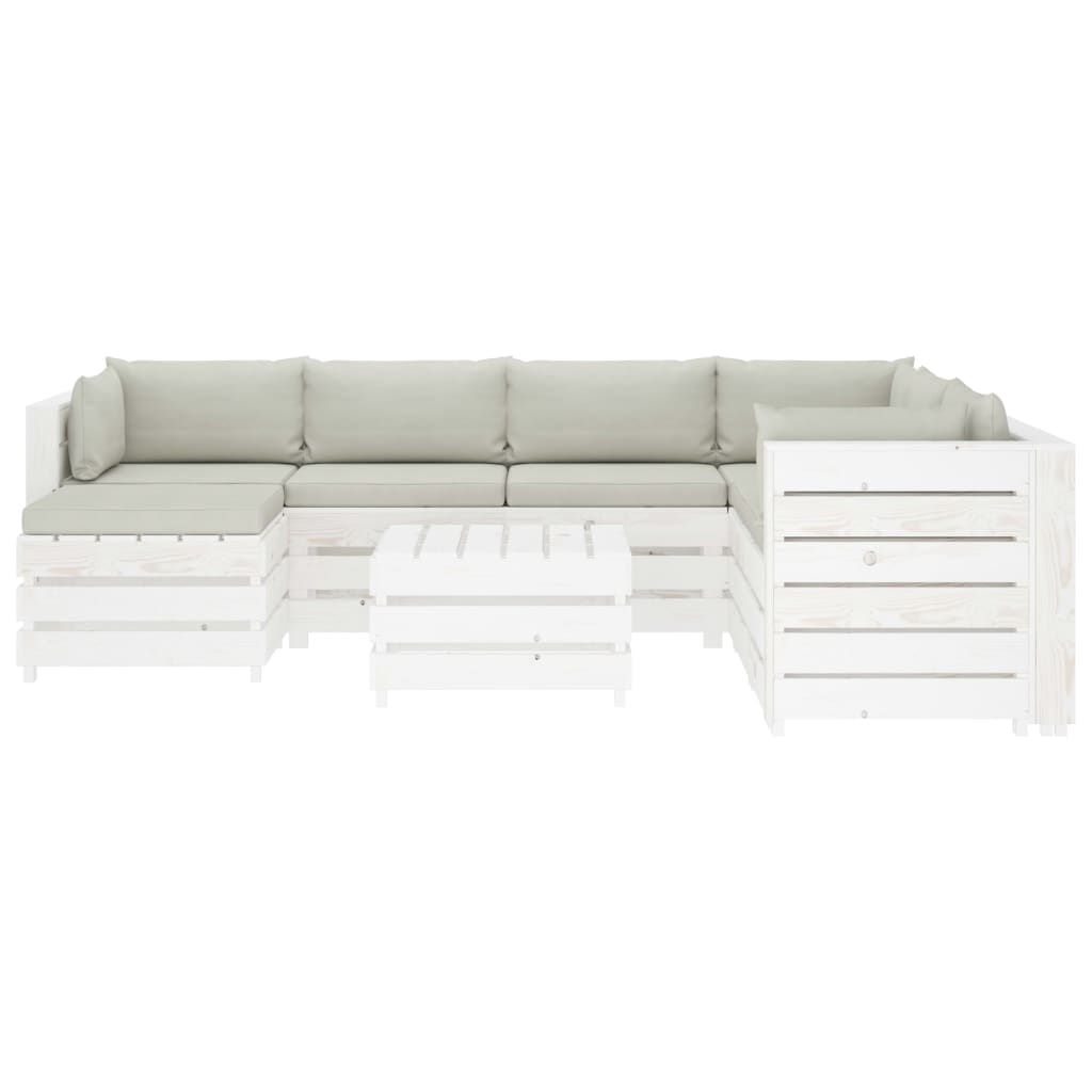 

vidaXL 8-delige Loungeset met beige kussens pallet hout