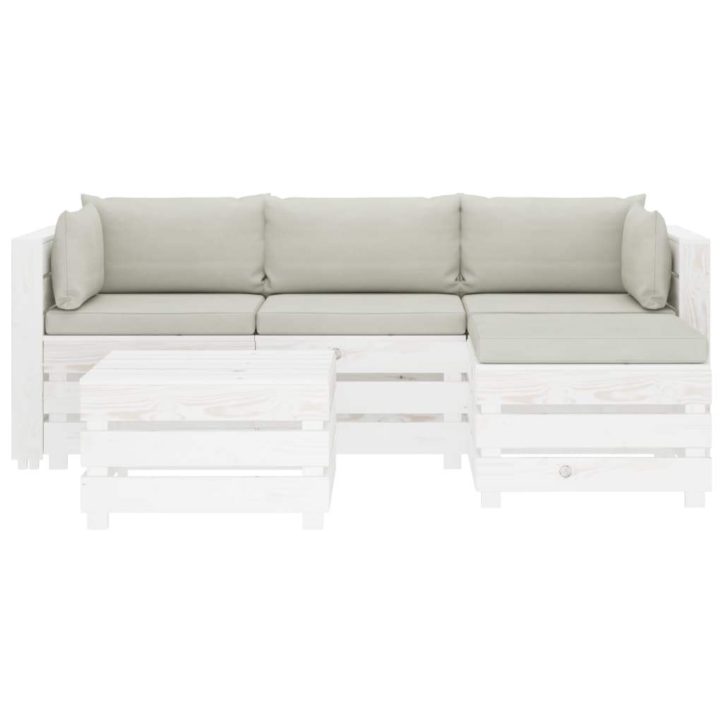 

vidaXL 5-delige Loungeset met beige kussens pallet hout
