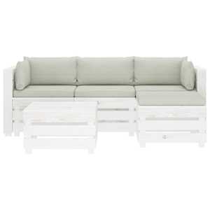 vidaXL Poilsio komplektas i&scaron; palečių su pagalvėmis, 5 dalių, mediena