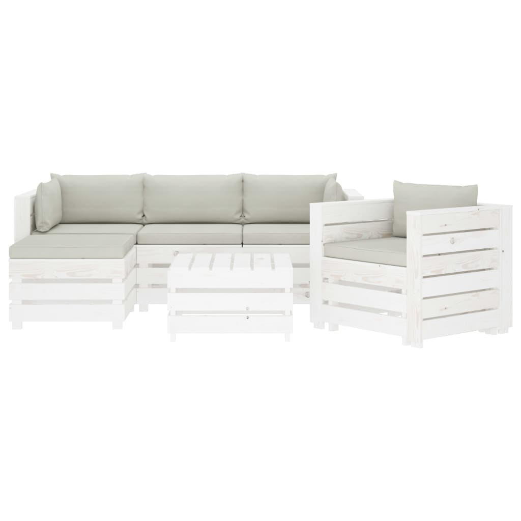 

vidaXL 6-delige Loungeset met beige kussens pallet hout