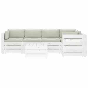 vidaXL Poilsio komplektas i&scaron; palečių su pagalvėmis, 6 dalių, mediena