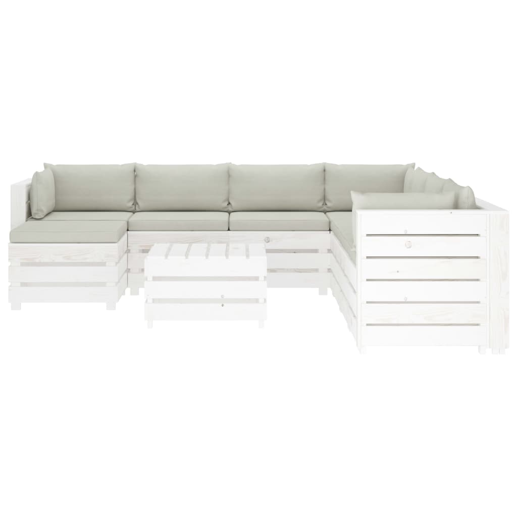 

vidaXL 9-delige Loungeset met beige kussens pallet hout