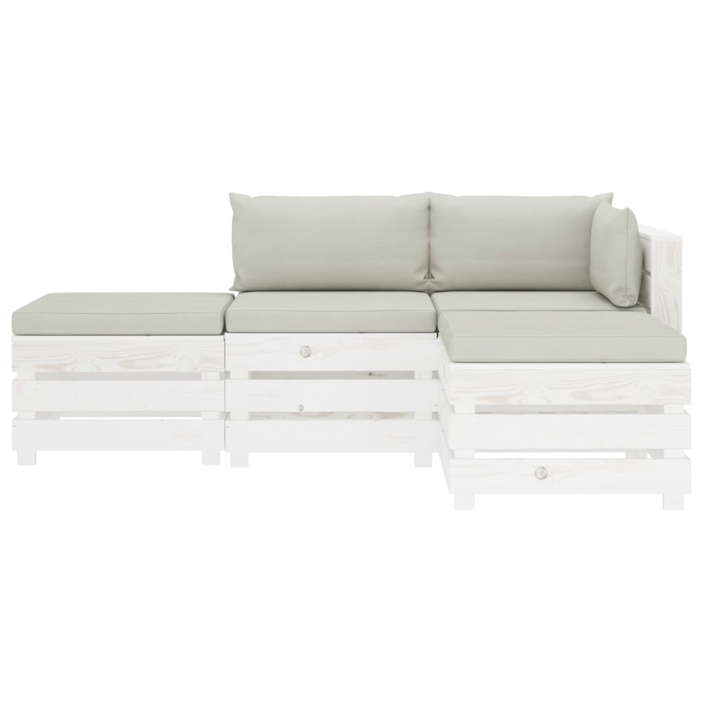 

vidaXL 4-delige Loungeset met beige kussens pallet hout