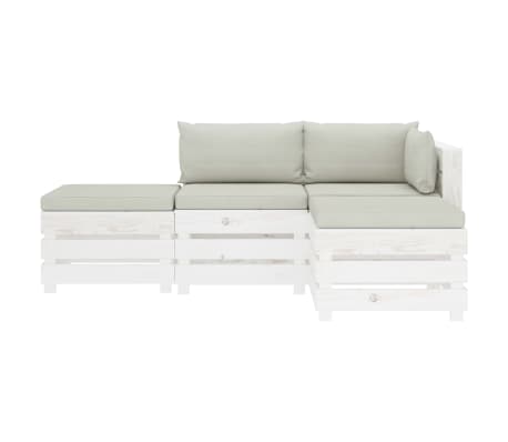 vidaXL Poilsio komplektas i&scaron; palečių su pagalvėmis, 4 dalių, mediena