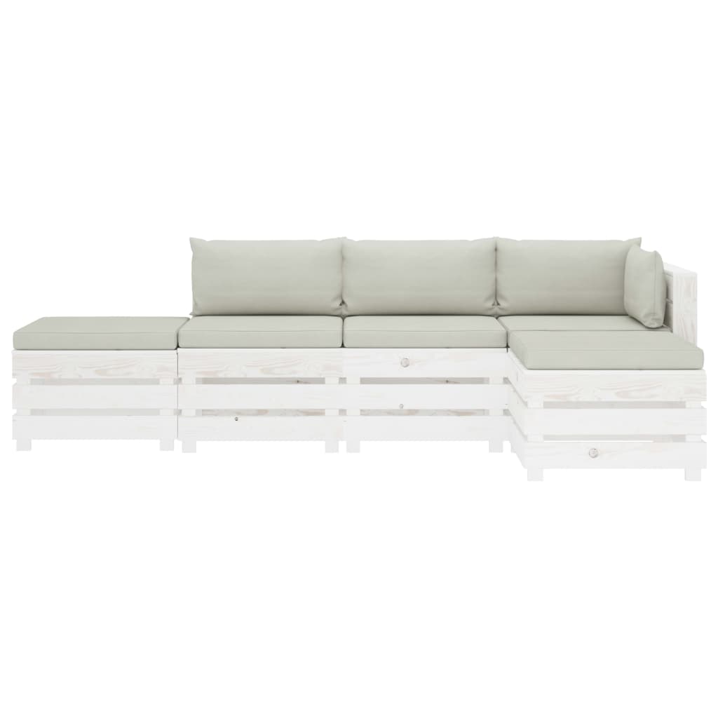 

vidaXL 5-delige Loungeset met beige kussens pallet hout