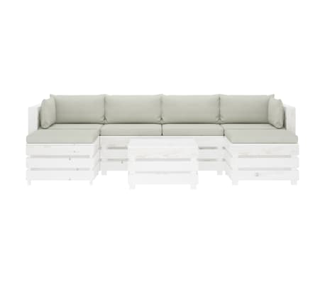 vidaXL Poilsio komplektas i&scaron; palečių su pagalvėmis, 7 dalių, mediena