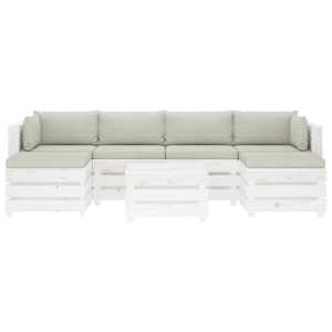 vidaXL Poilsio komplektas i&scaron; palečių su pagalvėmis, 7 dalių, mediena