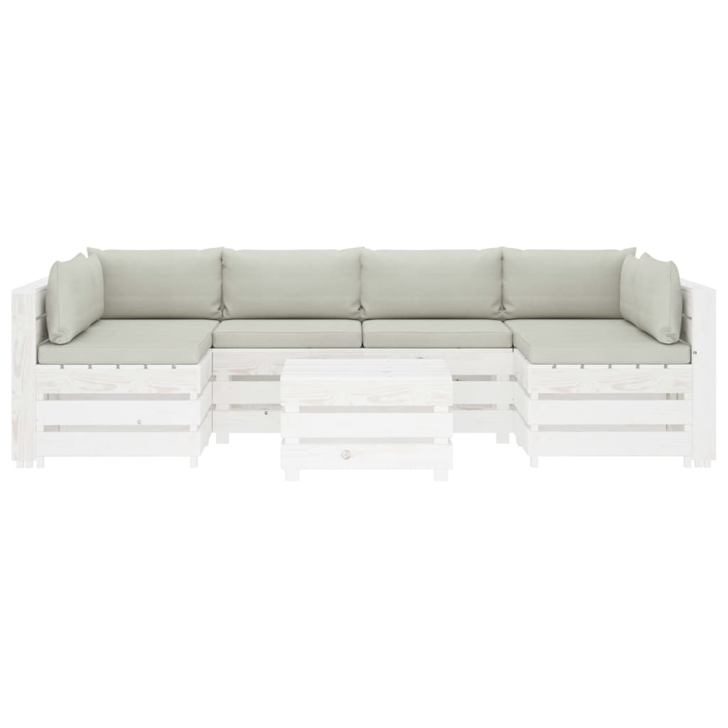 

vidaXL 7-delige Loungeset met beige kussens pallet hout