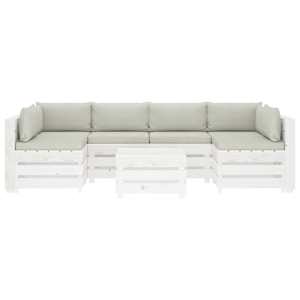 vidaXL Poilsio komplektas i&scaron; palečių su pagalvėmis, 7 dalių, mediena