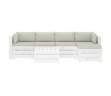 vidaXL Poilsio komplektas i&scaron; palečių su pagalvėmis, 6 dalių, mediena