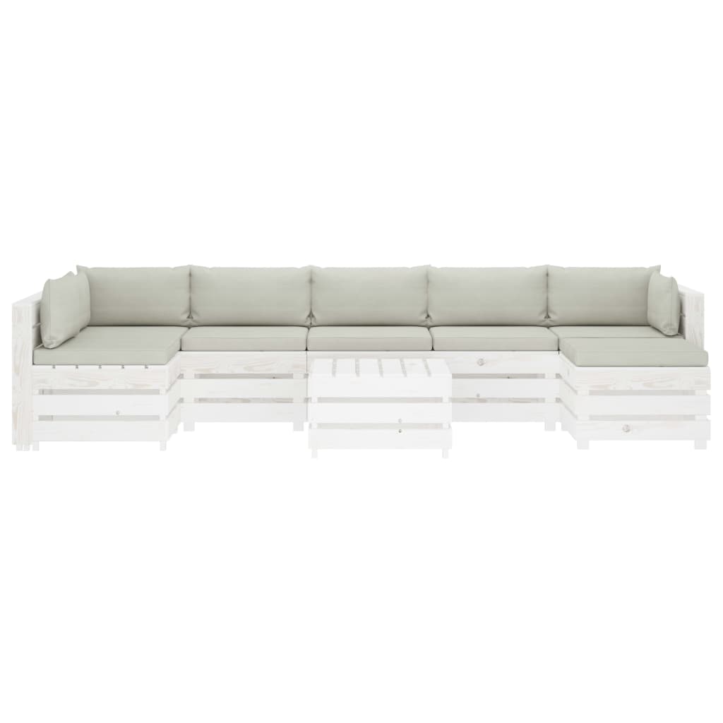 

vidaXL 8-delige Loungeset met beige kussens pallet hout