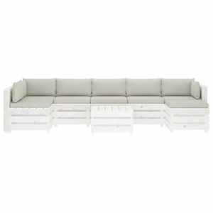 vidaXL Poilsio komplektas i&scaron; palečių su pagalvėmis, 8 dalių, mediena