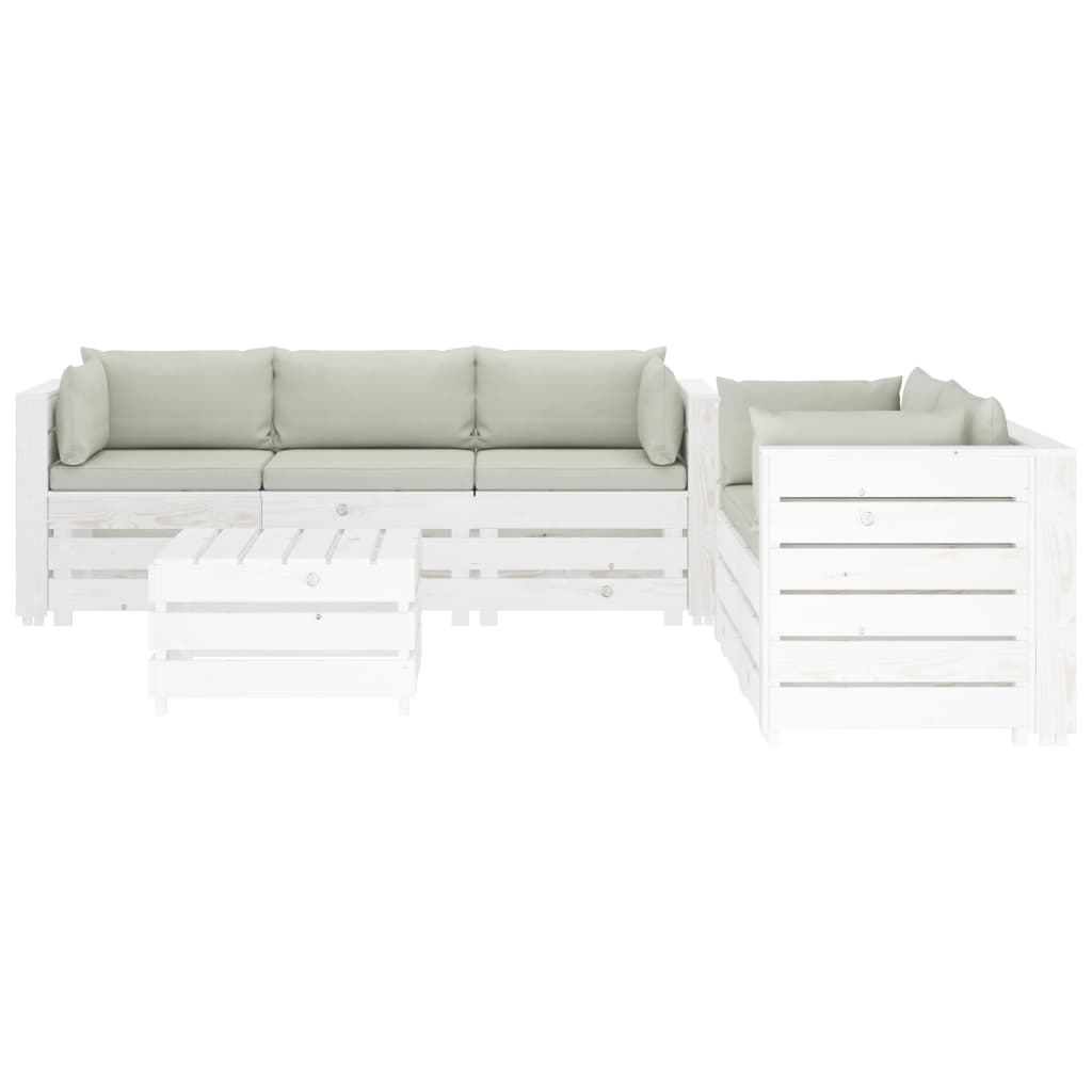 

vidaXL 6-delige Loungeset met beige kussens pallet hout