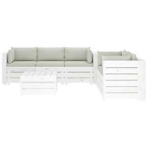 vidaXL Poilsio komplektas i&scaron; palečių su pagalvėmis, 6 dalių, mediena