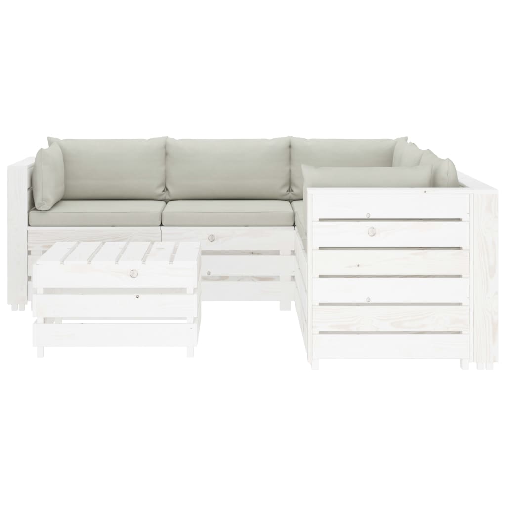 

vidaXL 6-delige Loungeset met beige kussens pallet hout