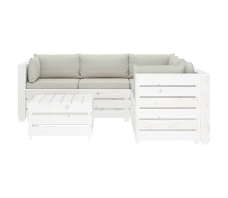 vidaXL Poilsio komplektas i&scaron; palečių su pagalvėmis, 6 dalių, mediena