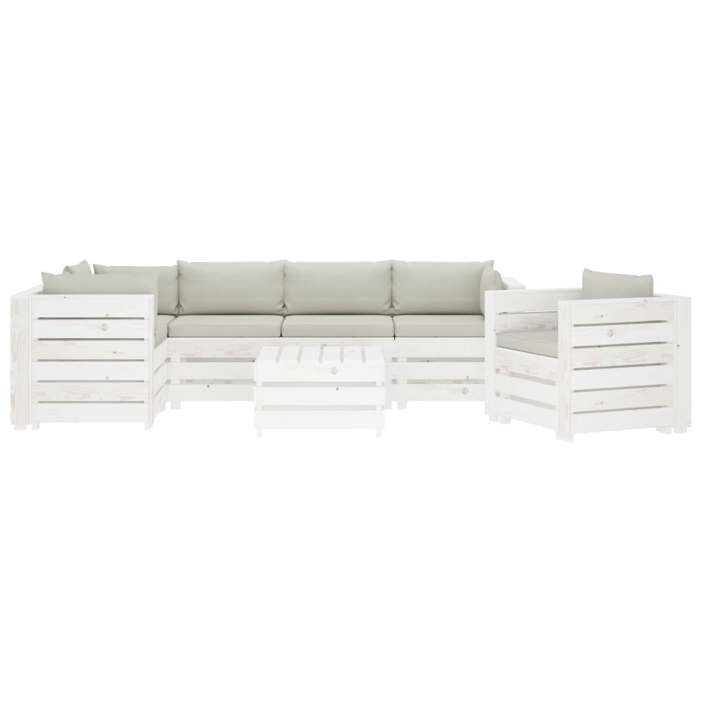

vidaXL 7-delige Loungeset met beige kussens pallet hout