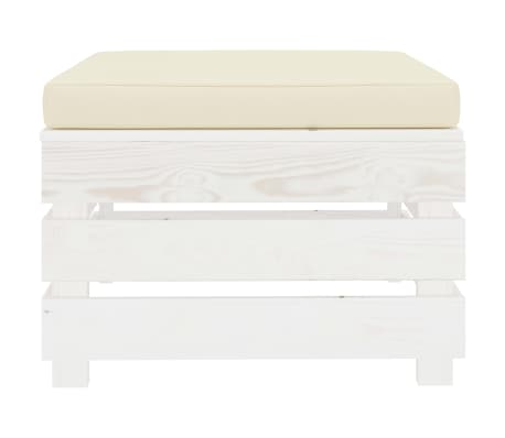 vidaXL Sodo otomanė i&scaron; paletės su kremine pagalvėle, mediena