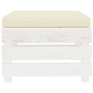 vidaXL Sodo otomanė i&scaron; paletės su kremine pagalvėle, mediena