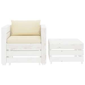 vidaXL Poilsio komplektas su kreminėmis pagalvėmis, 2 dalių, mediena