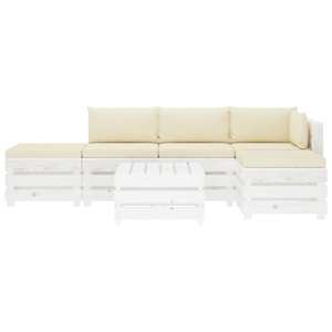 vidaXL Poilsio komplektas i&scaron; palečių su pagalvėmis, 6 dalių, mediena