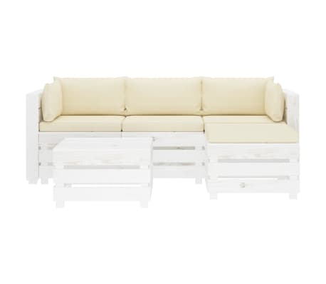 vidaXL Poilsio komplektas i&scaron; palečių su pagalvėmis, 5 dalių, mediena