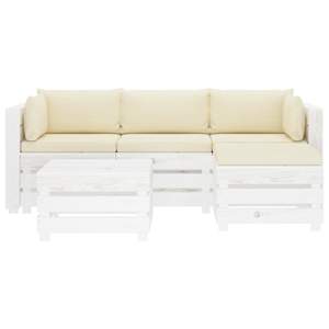 vidaXL Poilsio komplektas i&scaron; palečių su pagalvėmis, 5 dalių, mediena