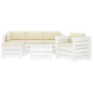 vidaXL Poilsio komplektas i&scaron; palečių su pagalvėmis, 6 dalių, mediena