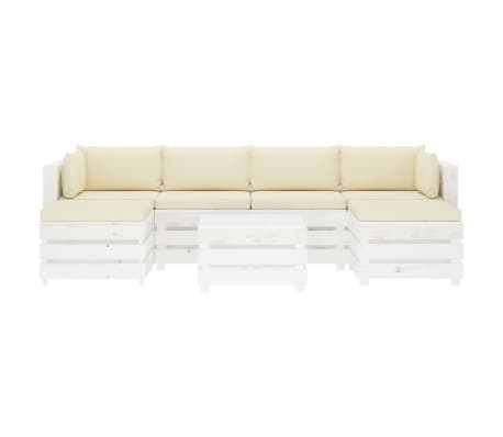 vidaXL Poilsio komplektas i&scaron; palečių su pagalvėmis, 7 dalių, mediena