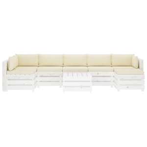 vidaXL Poilsio komplektas i&scaron; palečių su pagalvėmis, 8 dalių, mediena