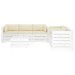 vidaXL Poilsio komplektas i&scaron; palečių su pagalvėmis, 6 dalių, mediena