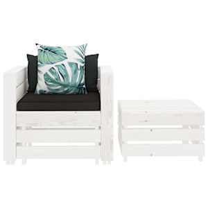 vidaXL Poilsio komplektas su gelėtomis pagalvėlėmis, 2 dalių, mediena