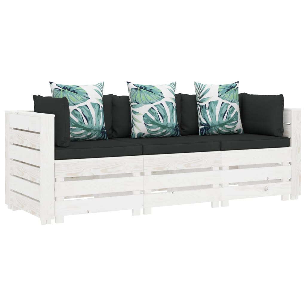 Garten-Palettensofa 3-Sitzer mit Blumenkissen Holz kaufen