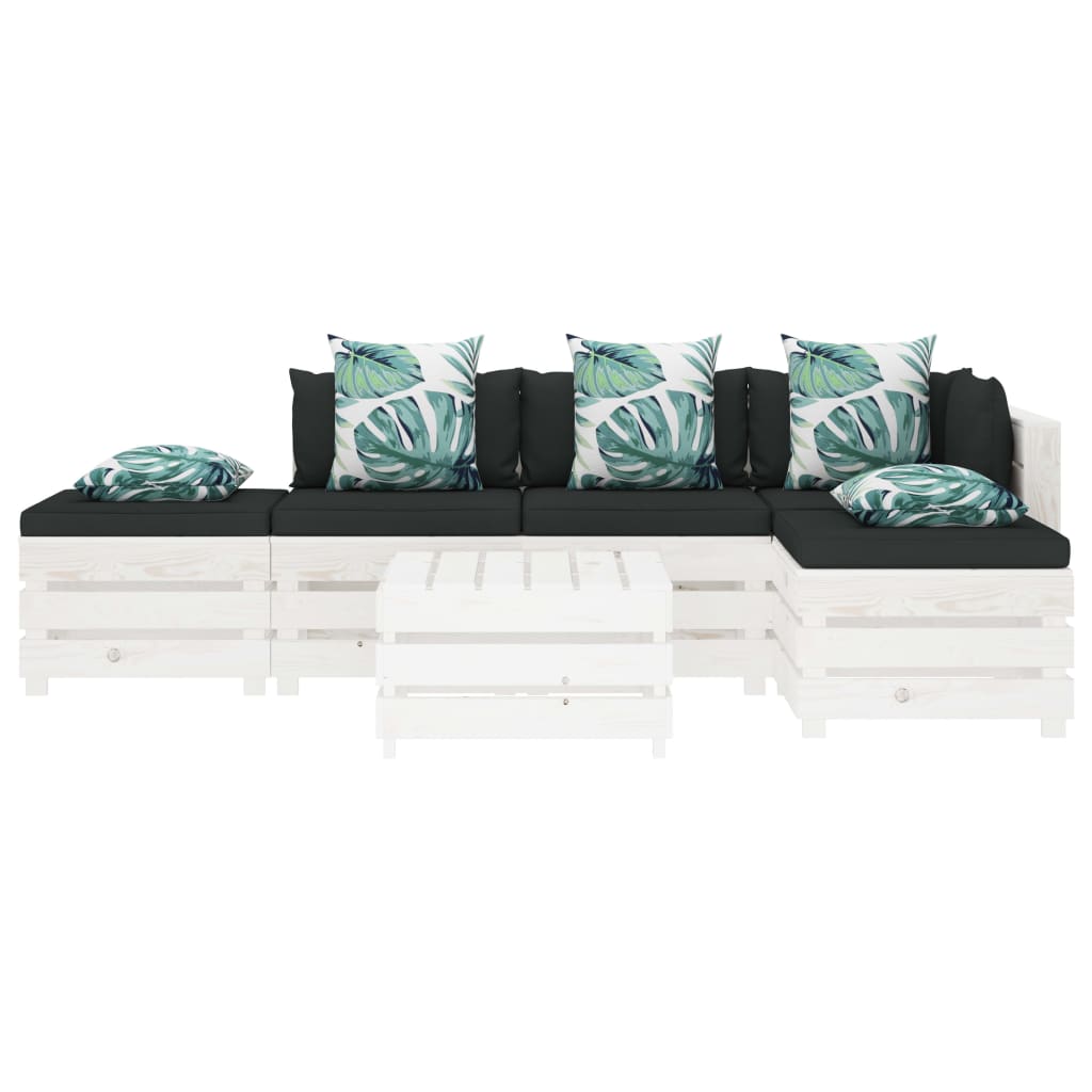 

vidaXL 6-delige Loungeset met bloemenkussens pallet hout