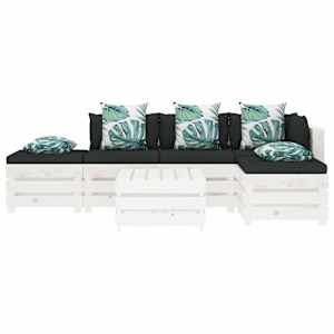 vidaXL Poilsio komplektas i&scaron; palečių su pagalvėmis, 6 dalių, mediena