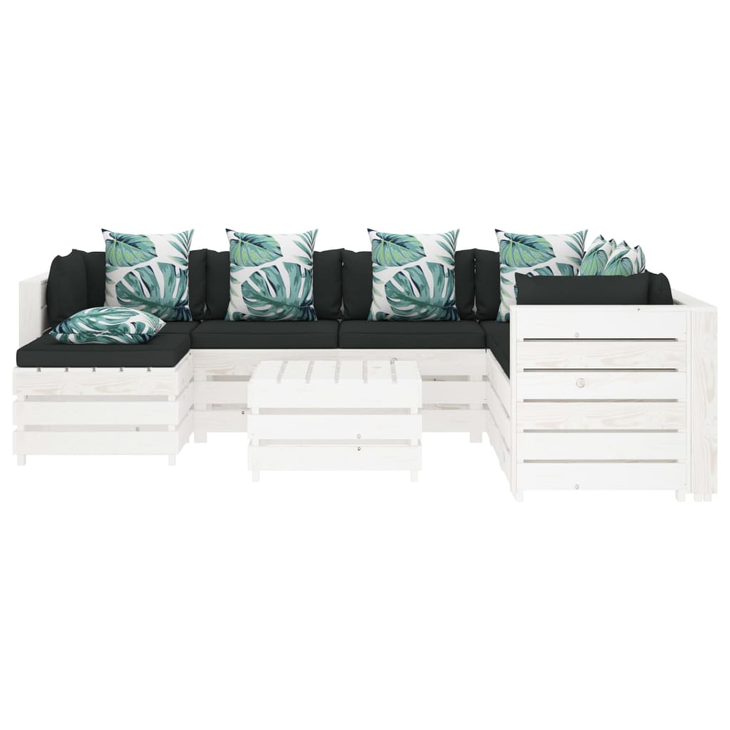 

vidaXL 8-delige Loungeset met bloemenkussens pallet hout