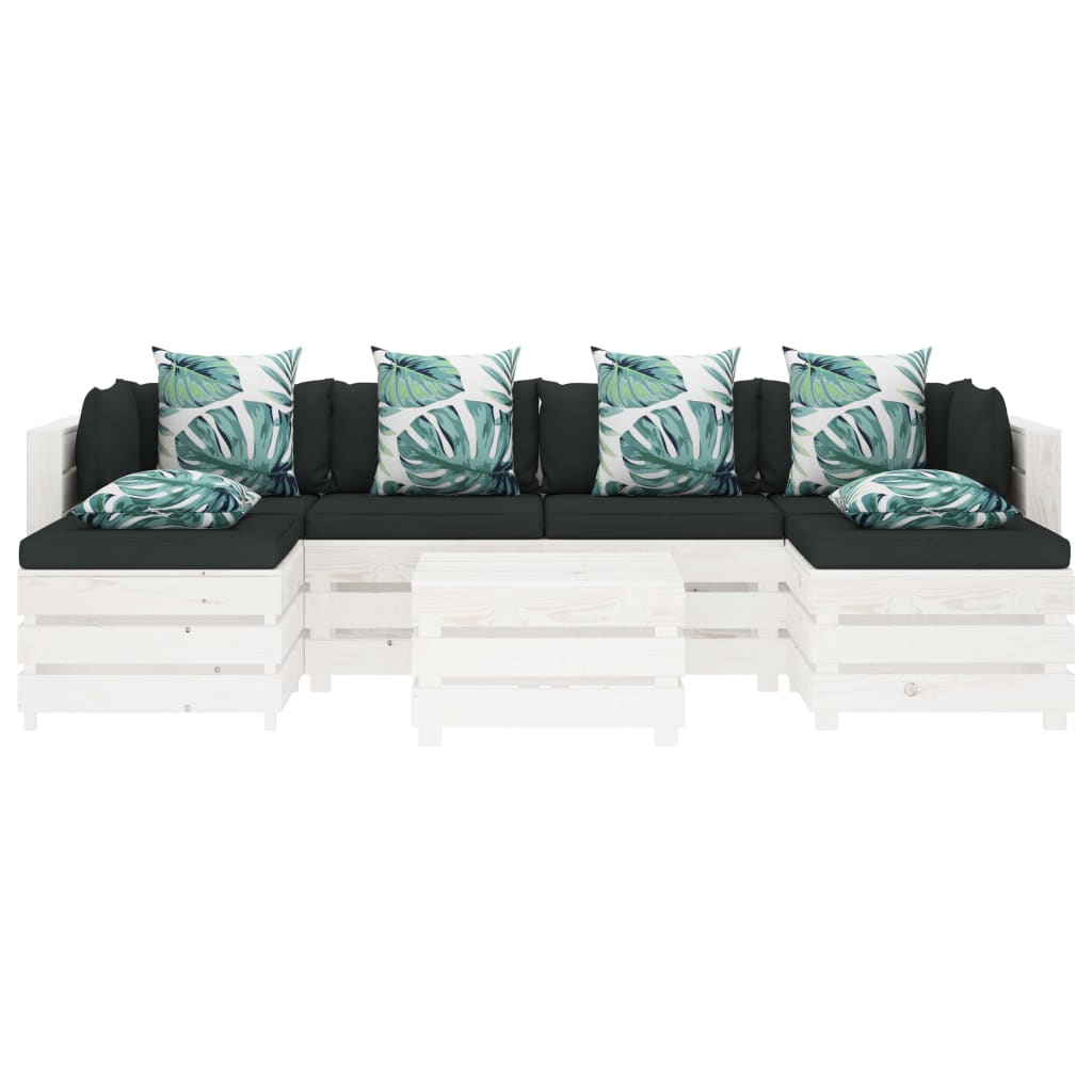 

vidaXL 7-delige Loungeset met bloemenkussens pallet hout