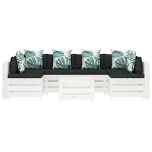 vidaXL Poilsio komplektas i&scaron; palečių su pagalvėmis, 7 dalių, mediena