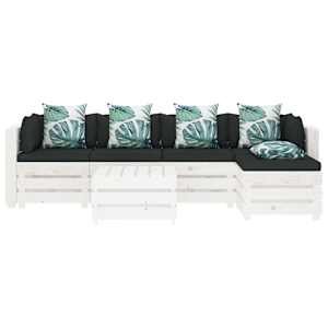 vidaXL Poilsio komplektas i&scaron; palečių su pagalvėmis, 6 dalių, mediena