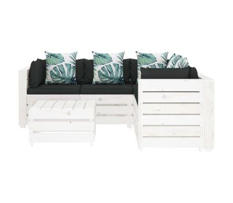 vidaXL Poilsio komplektas i&scaron; palečių su pagalvėmis, 6 dalių, mediena