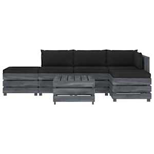 vidaXL Poilsio komplektas i&scaron; palečių su pagalvėmis, 6 dalių, mediena