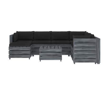 vidaXL Poilsio komplektas i&scaron; palečių su pagalvėmis, 8 dalių, mediena