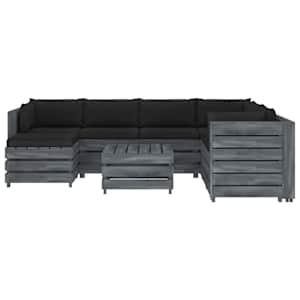 vidaXL Poilsio komplektas i&scaron; palečių su pagalvėmis, 8 dalių, mediena