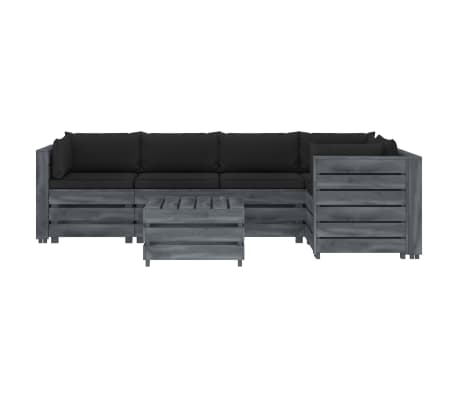 vidaXL Poilsio komplektas i&scaron; palečių su pagalvėmis, 6 dalių, mediena