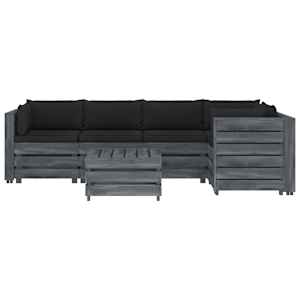 vidaXL Poilsio komplektas i&scaron; palečių su pagalvėmis, 6 dalių, mediena