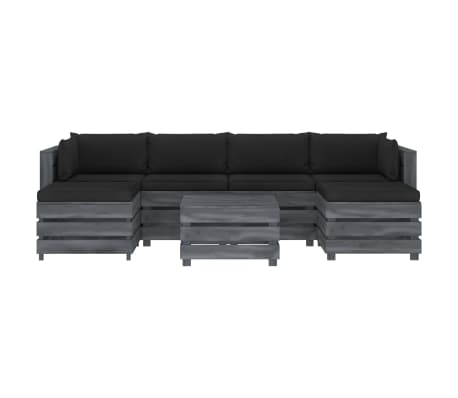 vidaXL Poilsio komplektas i&scaron; palečių su pagalvėmis, 7 dalių, mediena