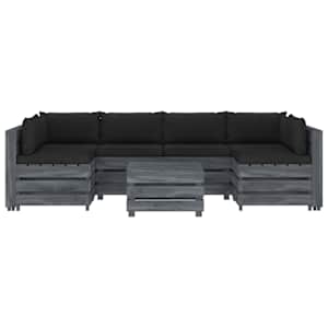 vidaXL Poilsio komplektas i&scaron; palečių su pagalvėmis, 7 dalių, mediena